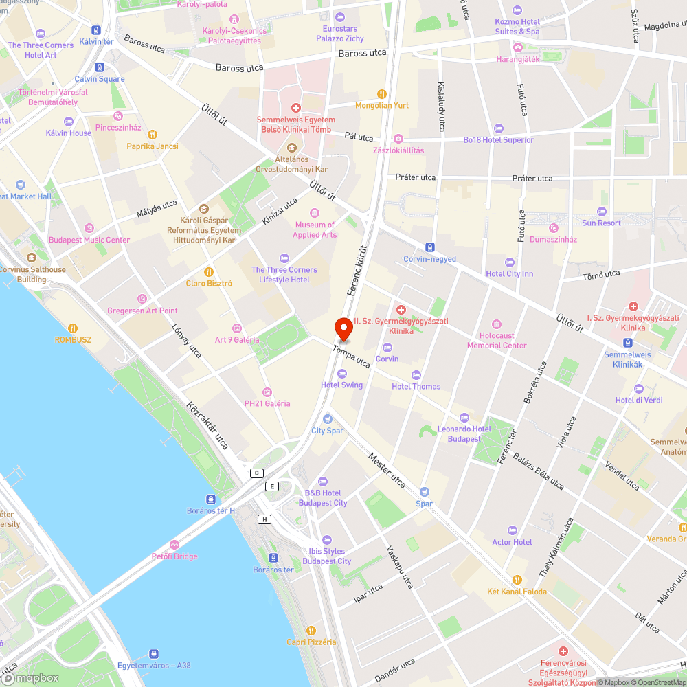 Illegálisan és balesetveszélyesen eltávolított poller  ( Ferenc krt. Tompa utca sarok) bejelentés helye