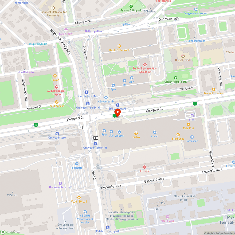 Megrongált citylight bejelentés helye