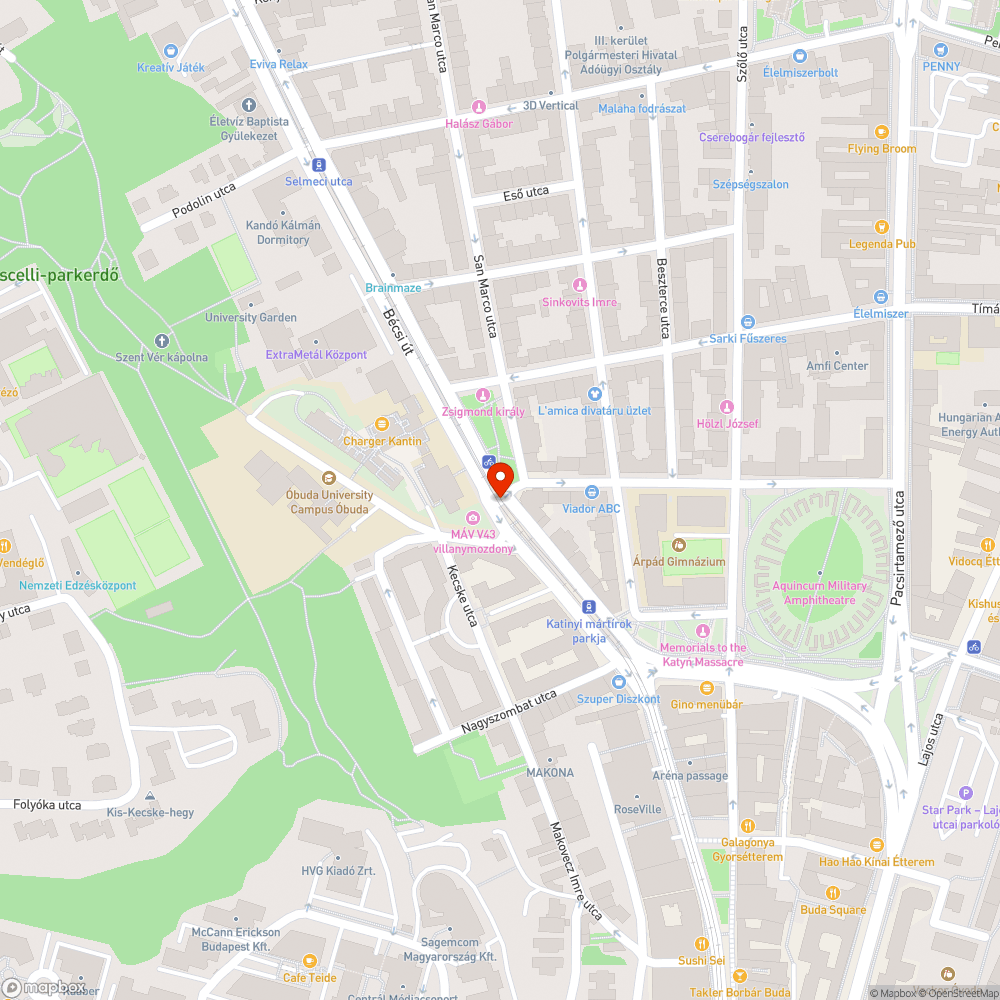 Villamossínek közötti úttest sérült bejelentés helye