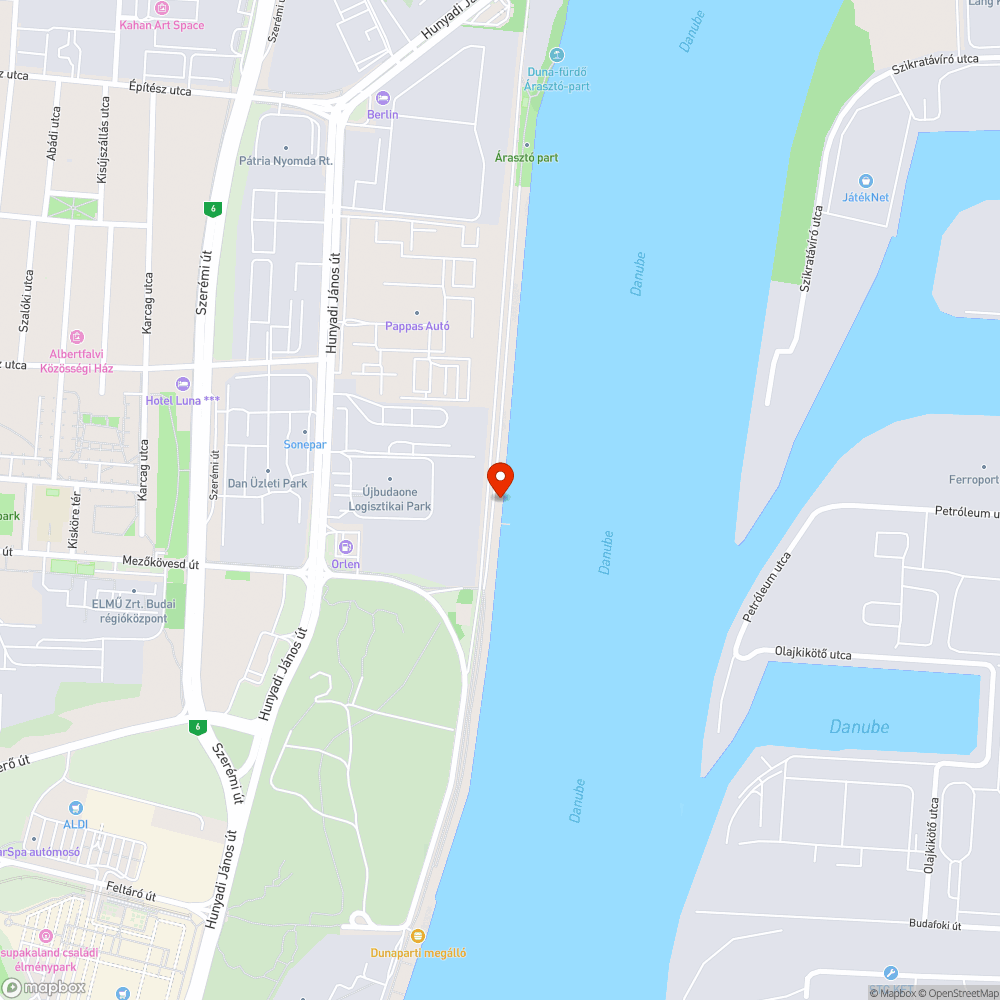 Az árvíz után félig parttól elszakadt stég bejelentés helye