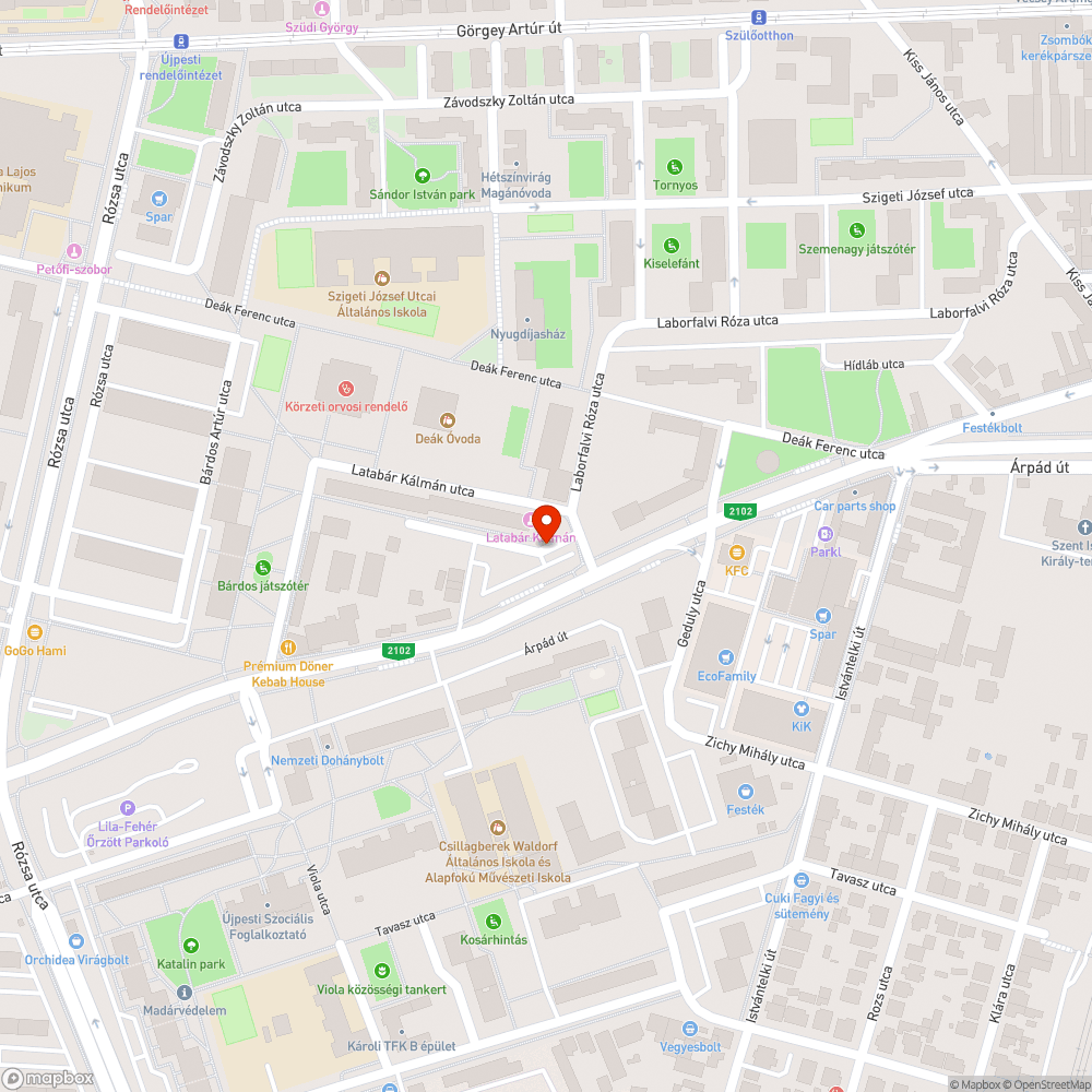 Árpád kórház parkoló - kátyúk bejelentés helye