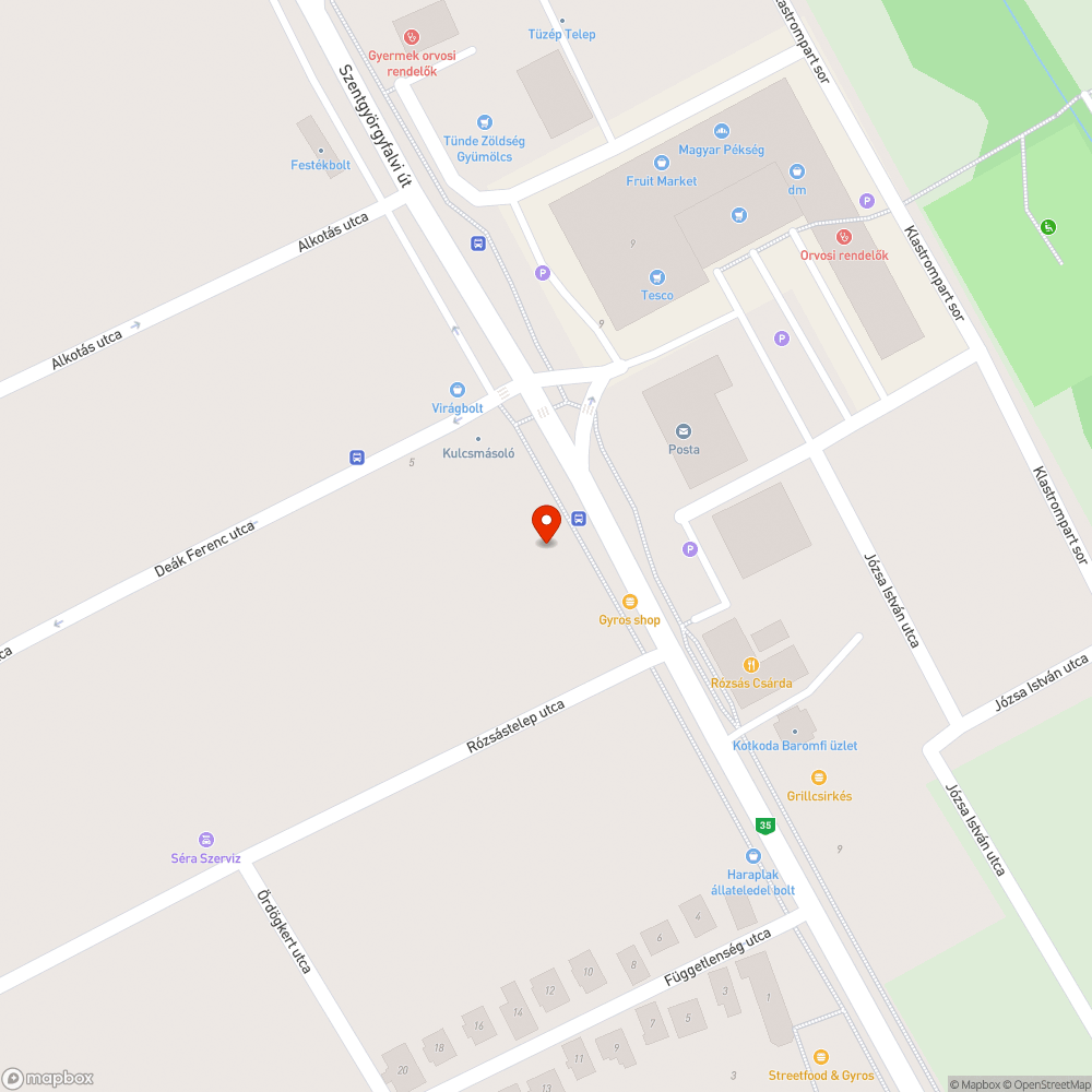 Rossz állapotú buszmegálló bejelentés helye