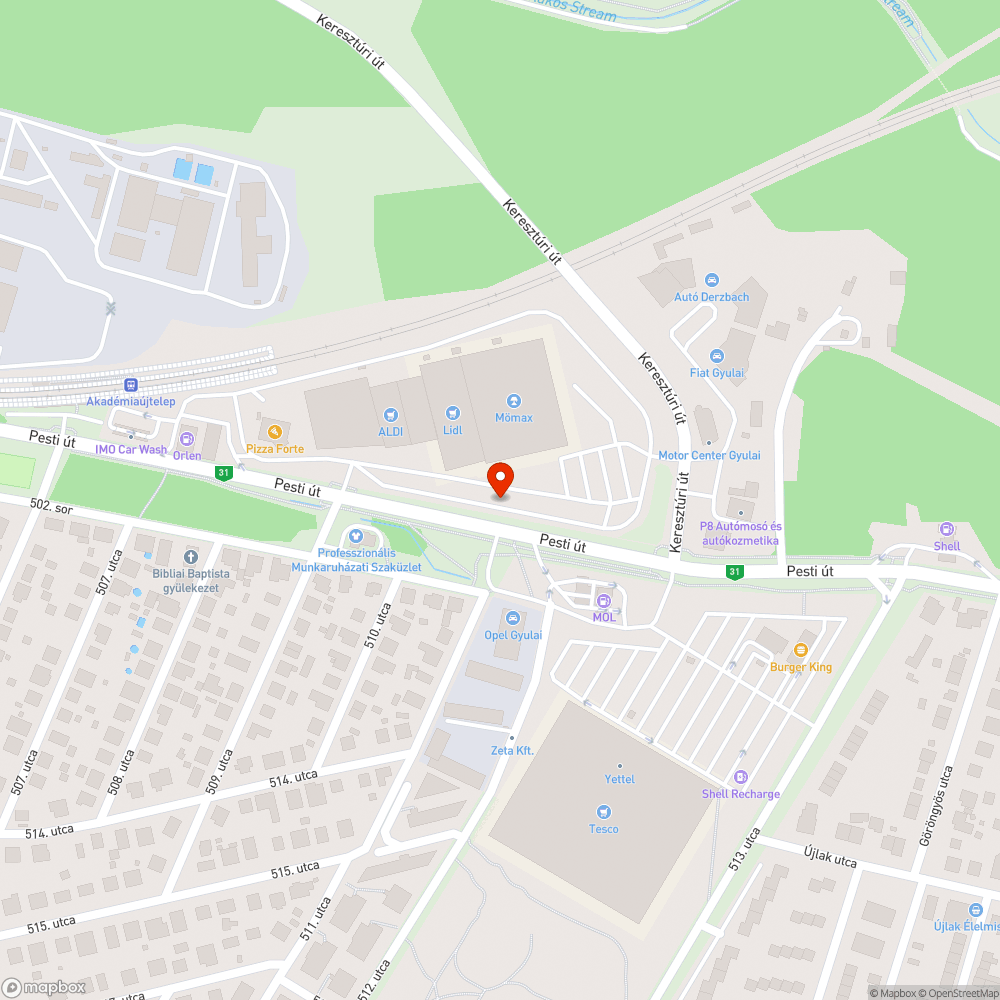 Hibás átkelésjelző nyomógomb bejelentés helye