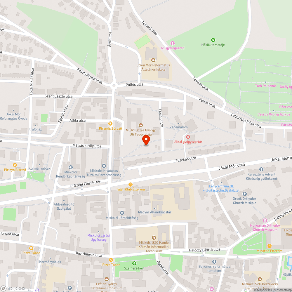 Nem égő köztéri lámpa a Jókai lakótelepen bejelentés helye