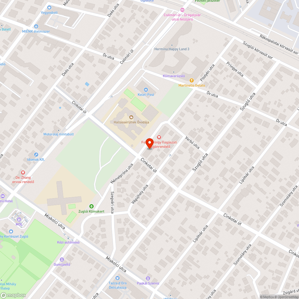 Kátyú az úton bejelentés helye