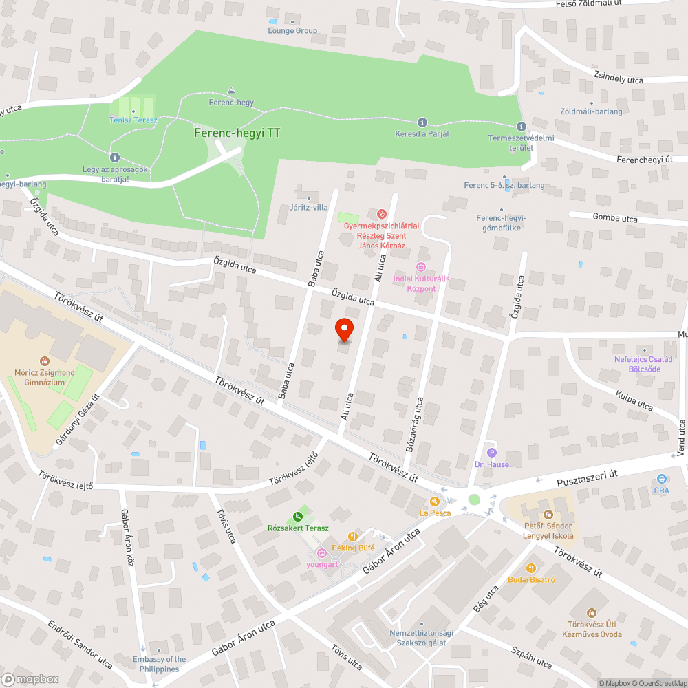 Ali utca 6. szám előtt közvilágítási hiba bejelentés helye