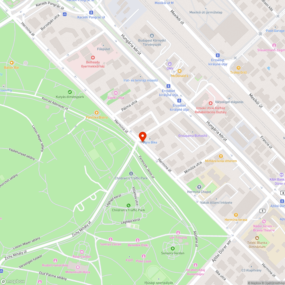Úthibák a Hermina úton a Városliget mellett bejelentés helye