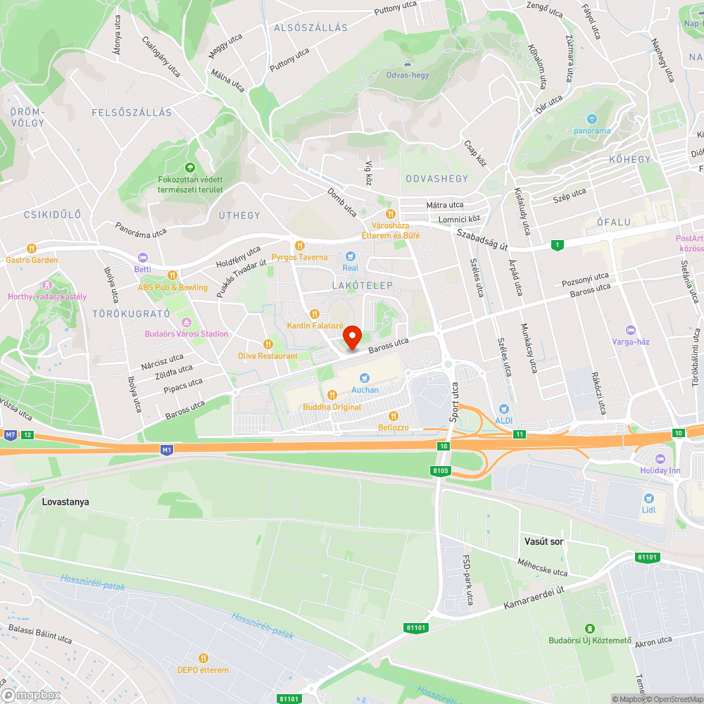 Kátyú a Baross utcán bejelentés helye