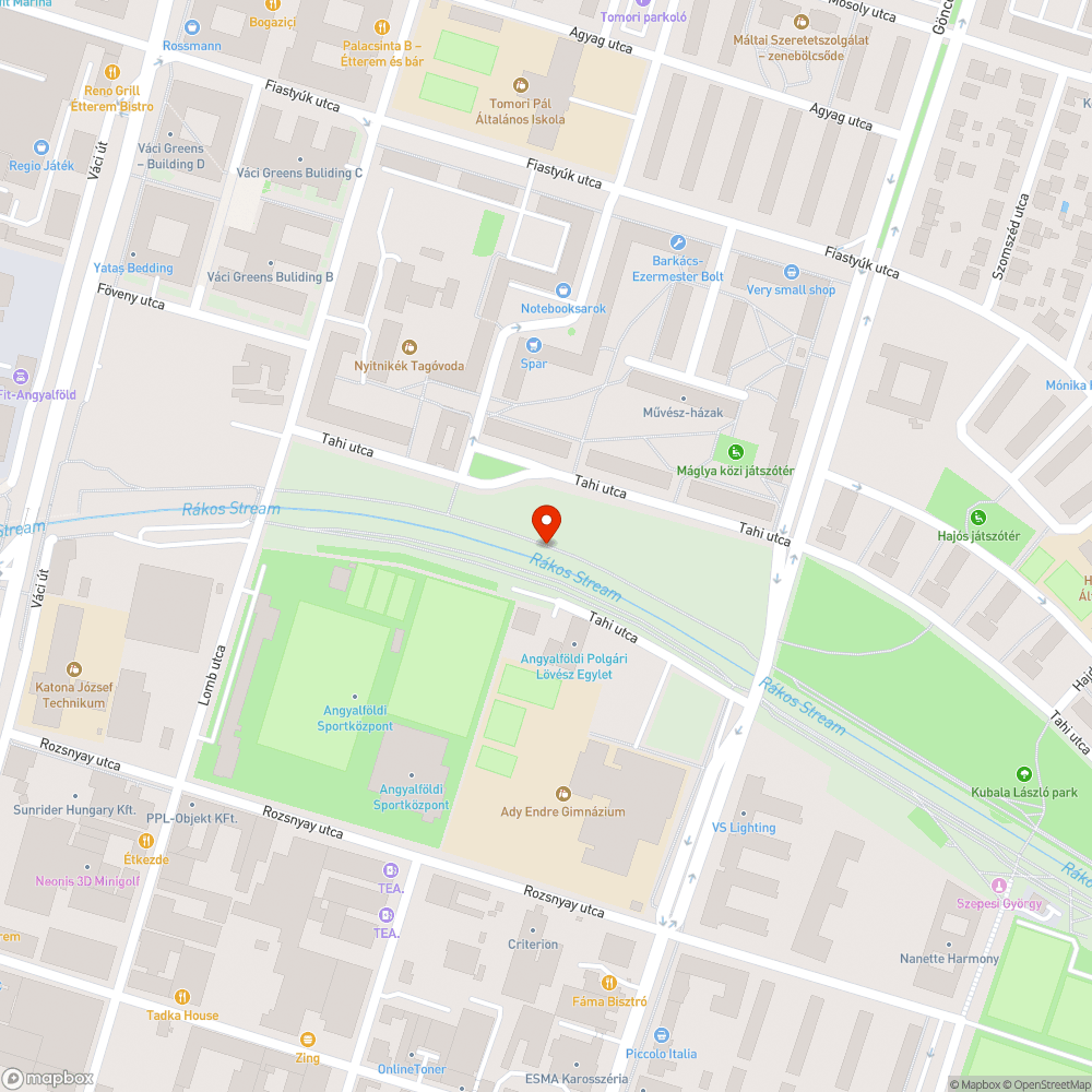 Kábeldob a Rákos-patakban bejelentés helye