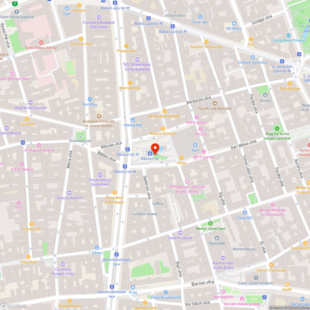 Rákóczi tér "illegális wc" terület takarítása bejelentés helye