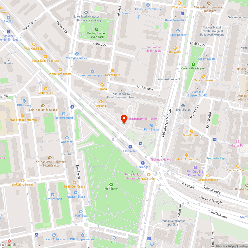 Kerékpáros nyom a Flórián téri parkolóban bejelentés helye