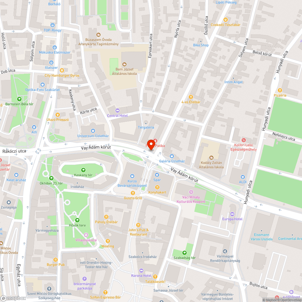 Korzó előtt mélyülő kátyú bejelentés helye