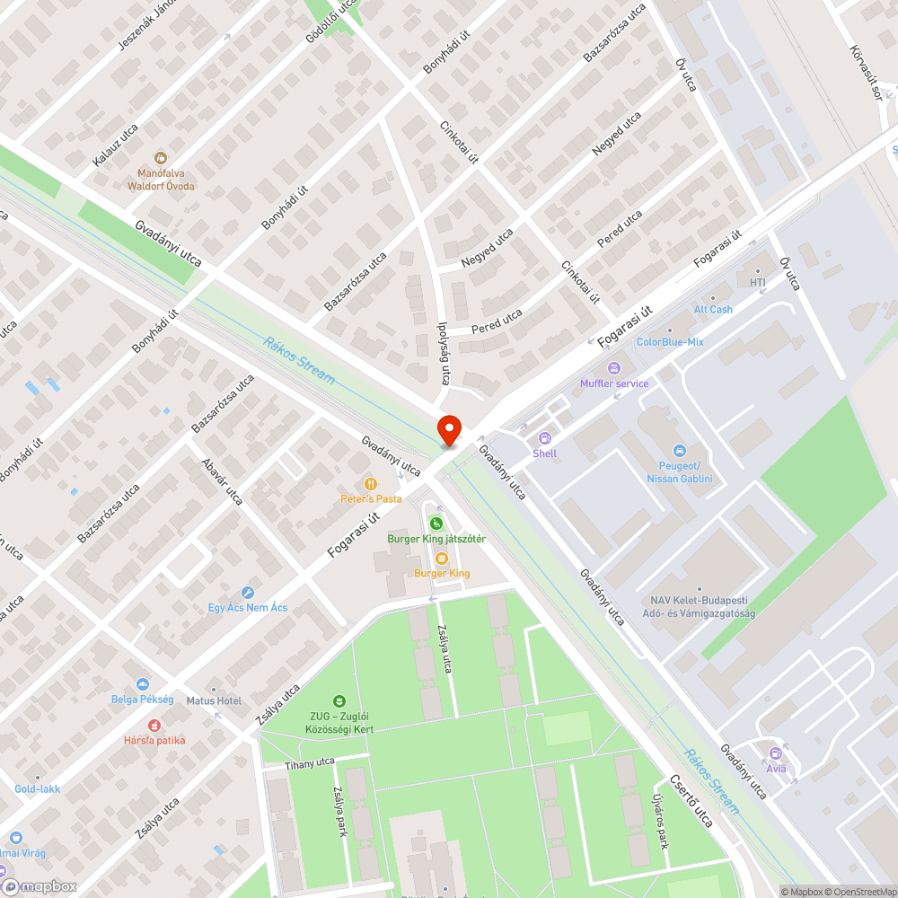 Jelzőtábla a patakban - Fogarasi úti hídnál bejelentés helye