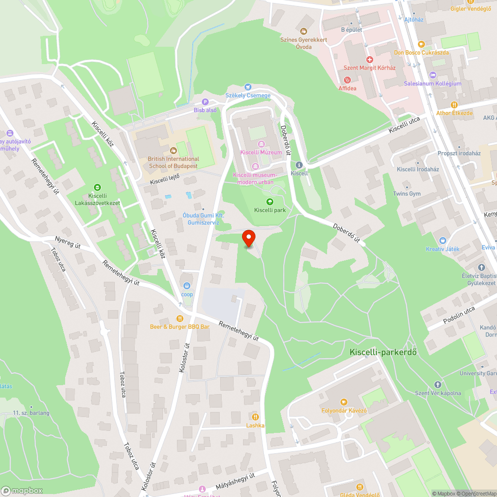 Kiscelli Parkerdő tele szeméttel bejelentés helye