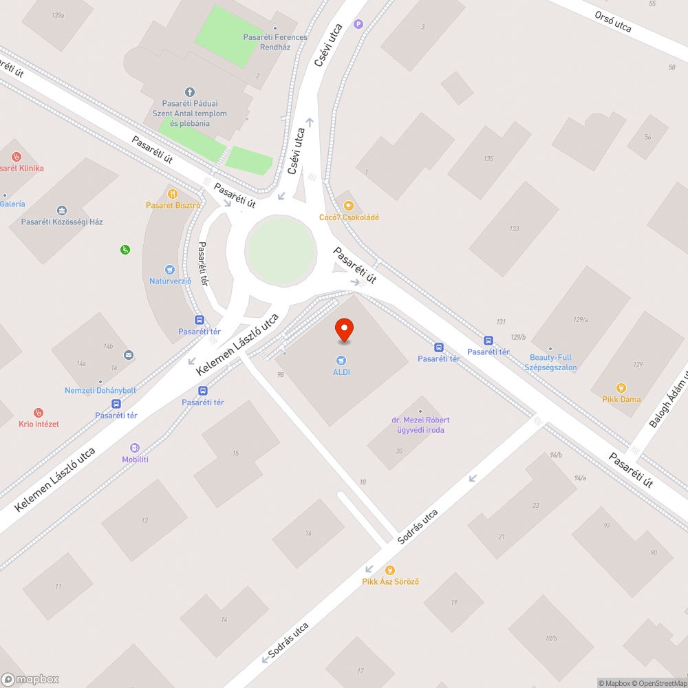 Aldi előtti szemetes bejelentés helye