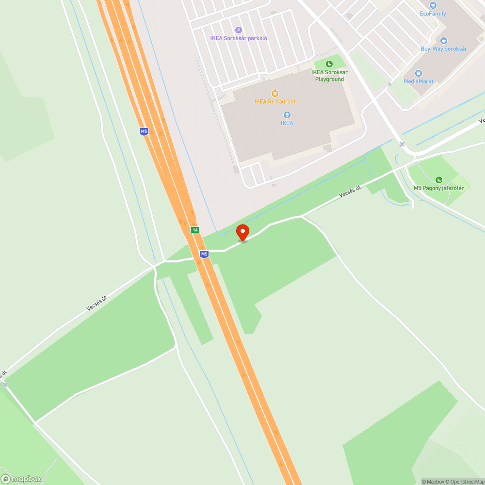 Szemét az M5 alatt átvezető út mentén bejelentés helye