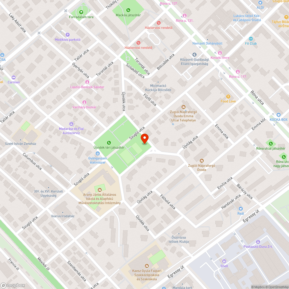 Szemét az Újvidék téren bejelentés helye