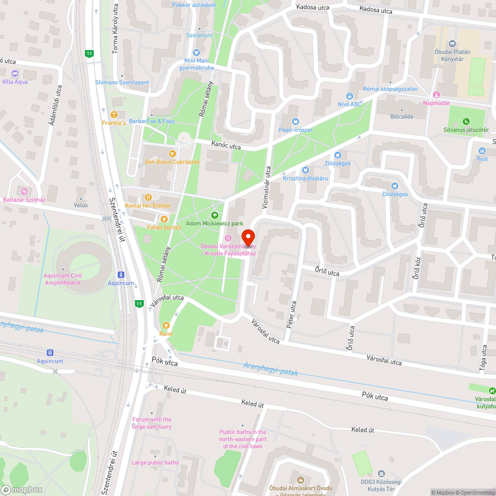 Vízimolnár utcai kátyúk bejelentés helye