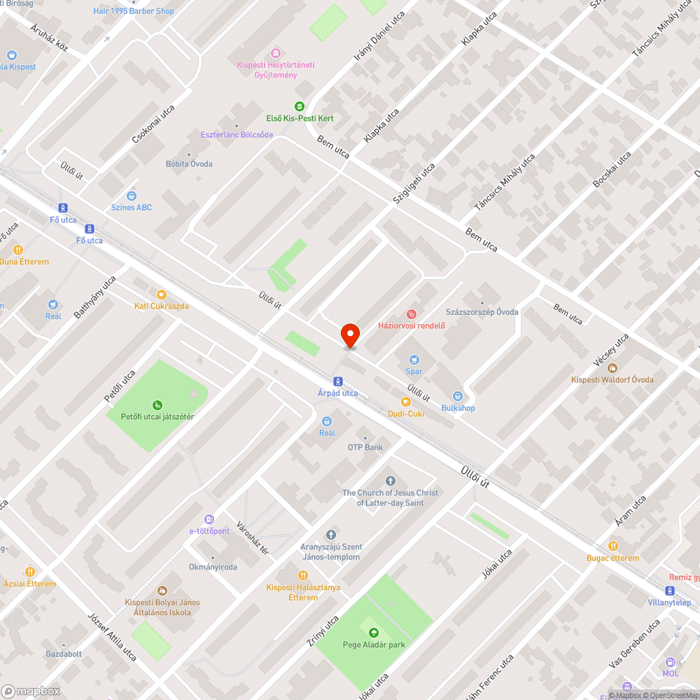 Kátyúk bejelentés helye