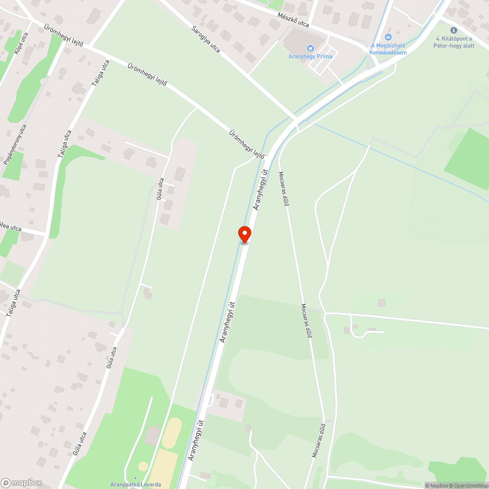 Aranyhegyi út megsüllyedt csatornafedelek sorozata bejelentés helye