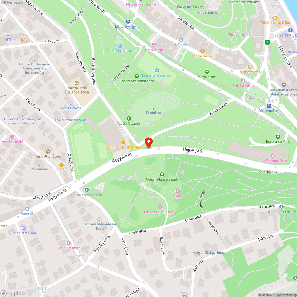 Hegyalja úti kátyú bejelentés helye