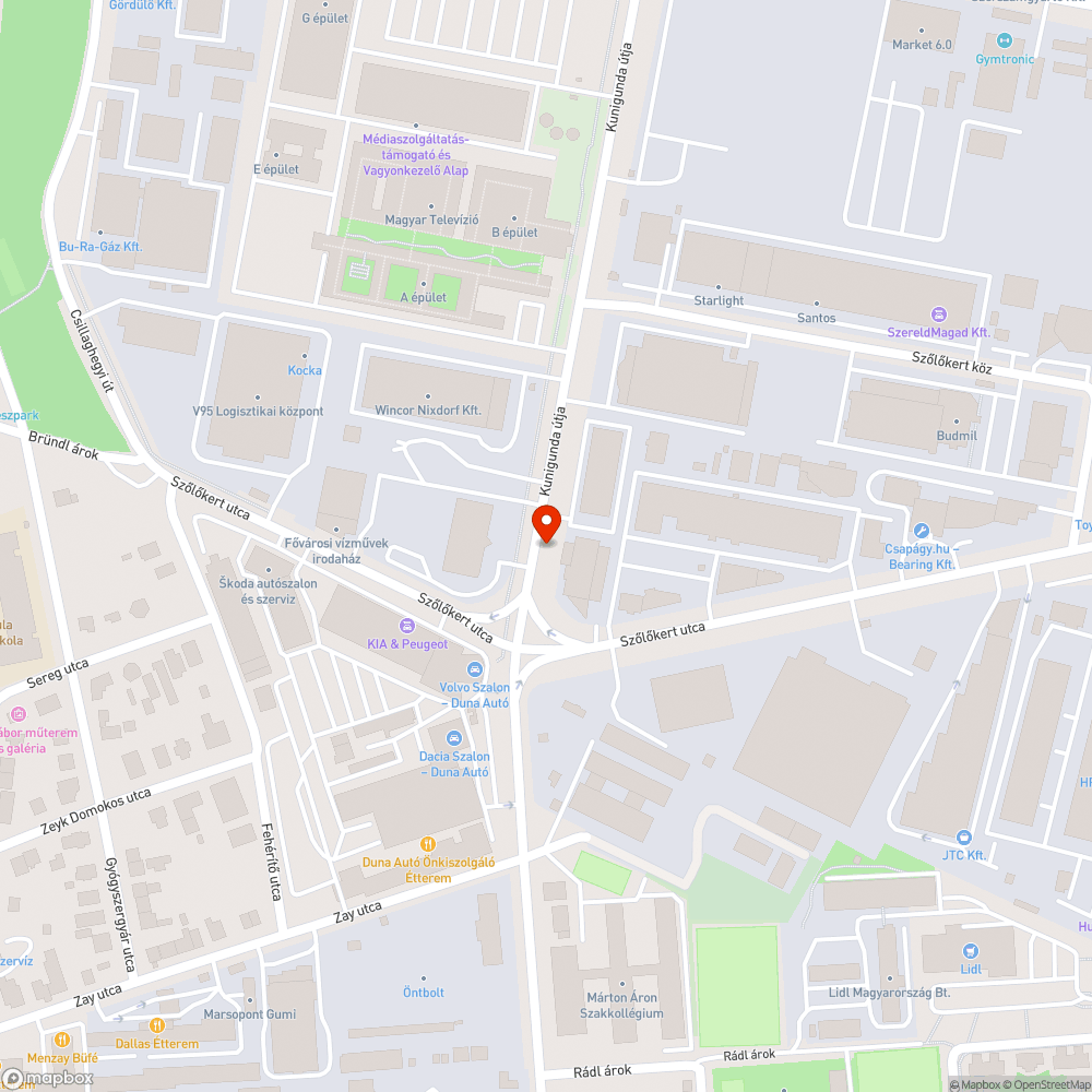 Kátyúk bejelentés helye