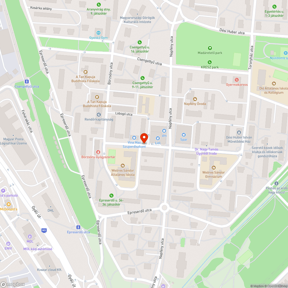 Életveszélyes fedél bejelentés helye