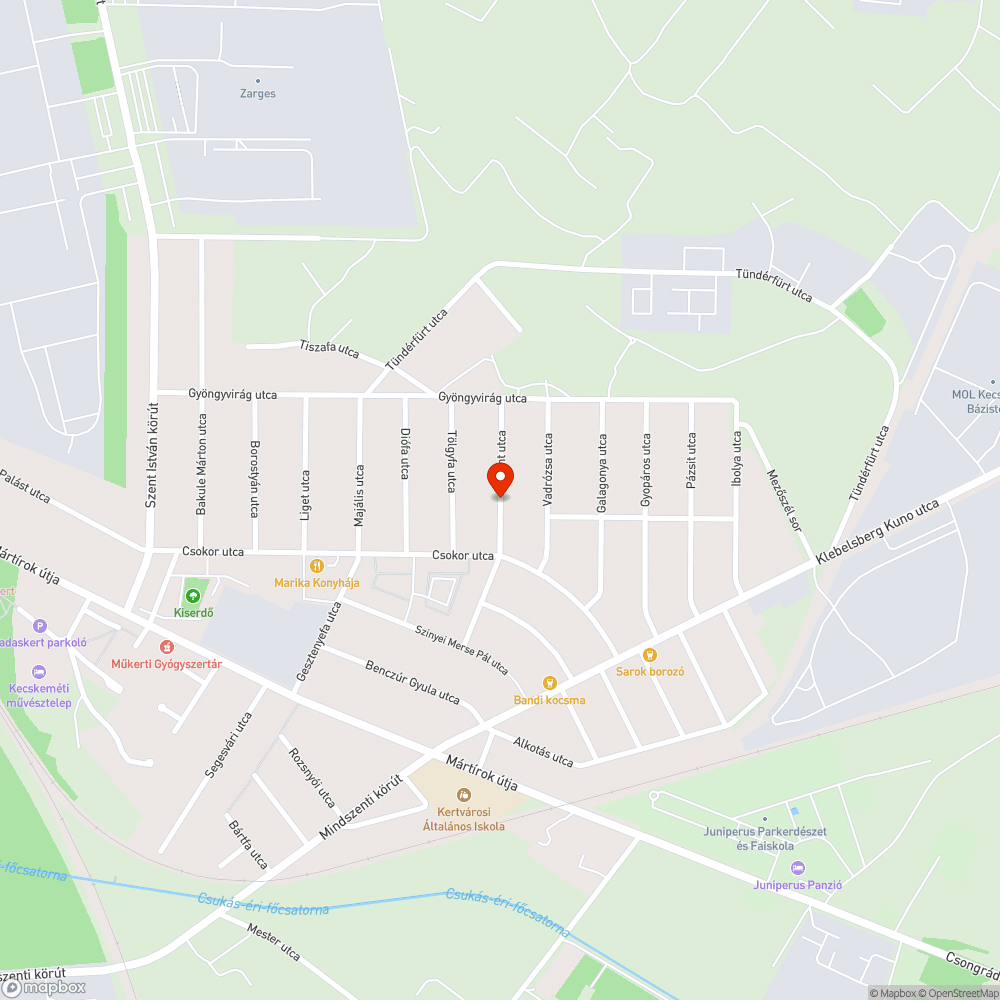 Gyenge közvilágítás a Jácint utcán bejelentés helye