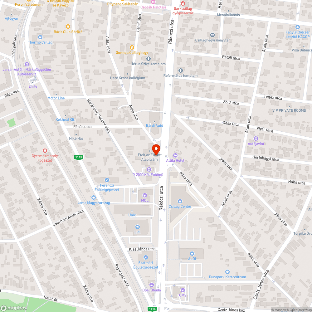 Attila hotel környéki kátyúk bejelentés helye