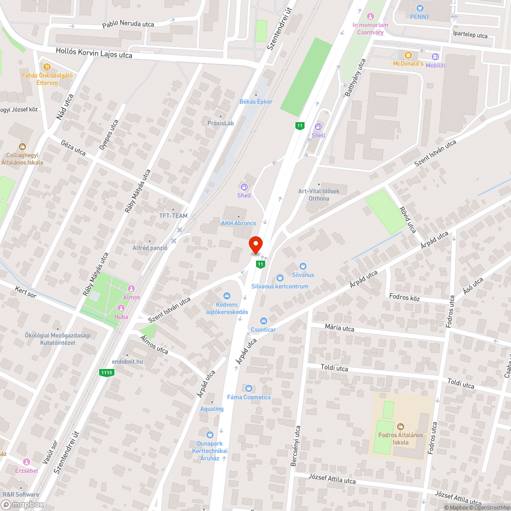 Kátyúk bejelentés helye