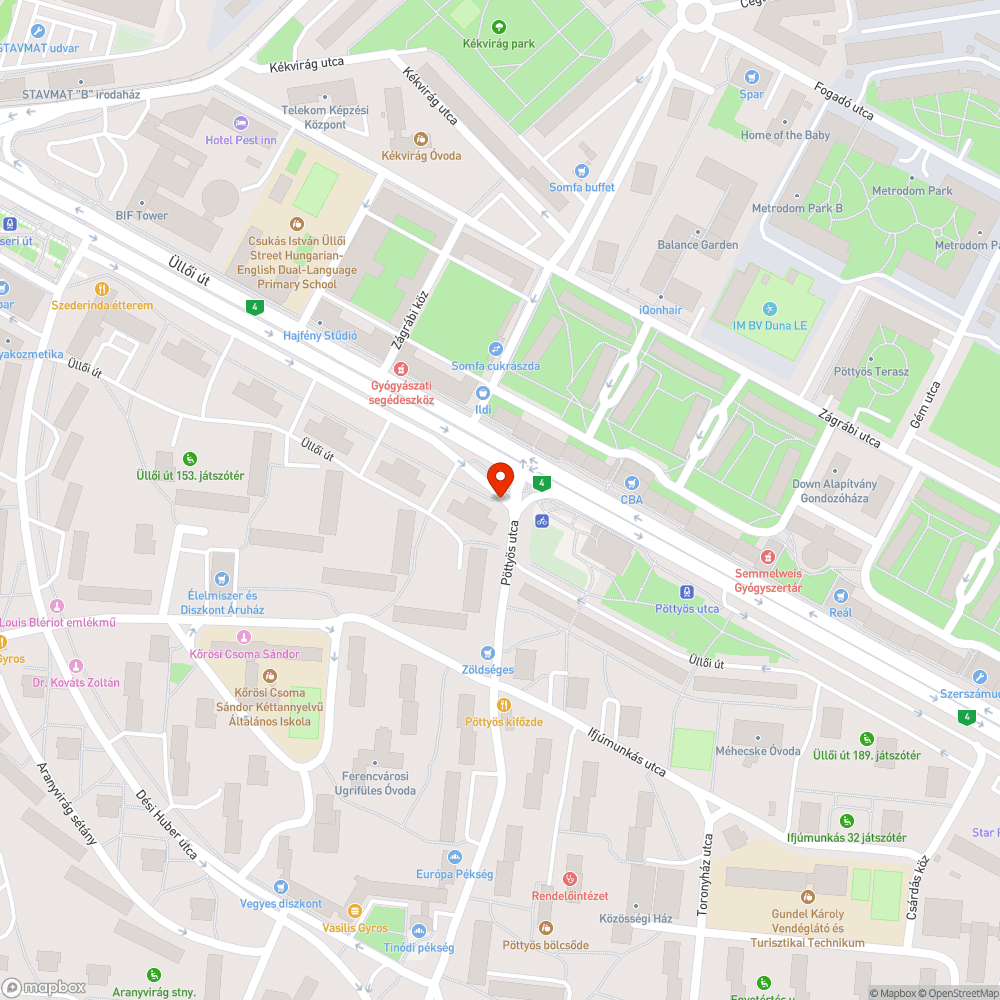 Szabálytalan parkolás az Üllői út szervízútjának járdáján bejelentés helye