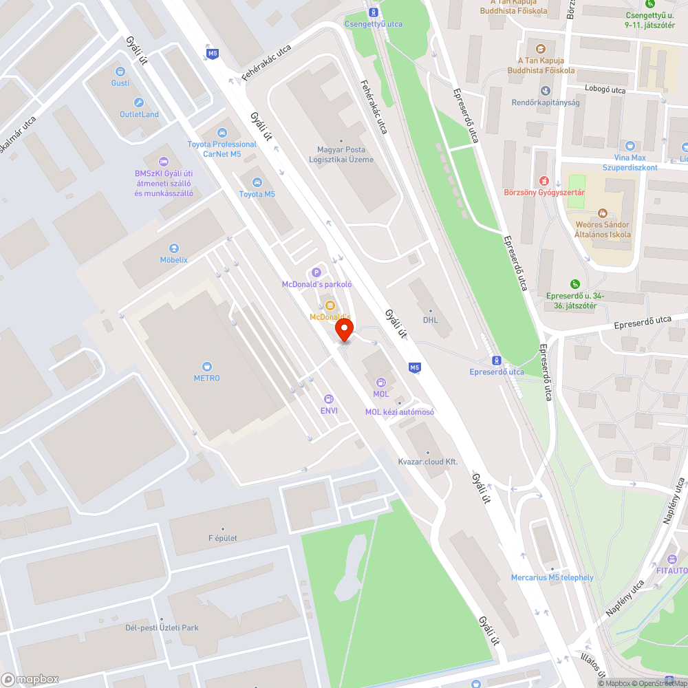 Dzsesszes pózba meredt oszlop a Gyáli úton bejelentés helye