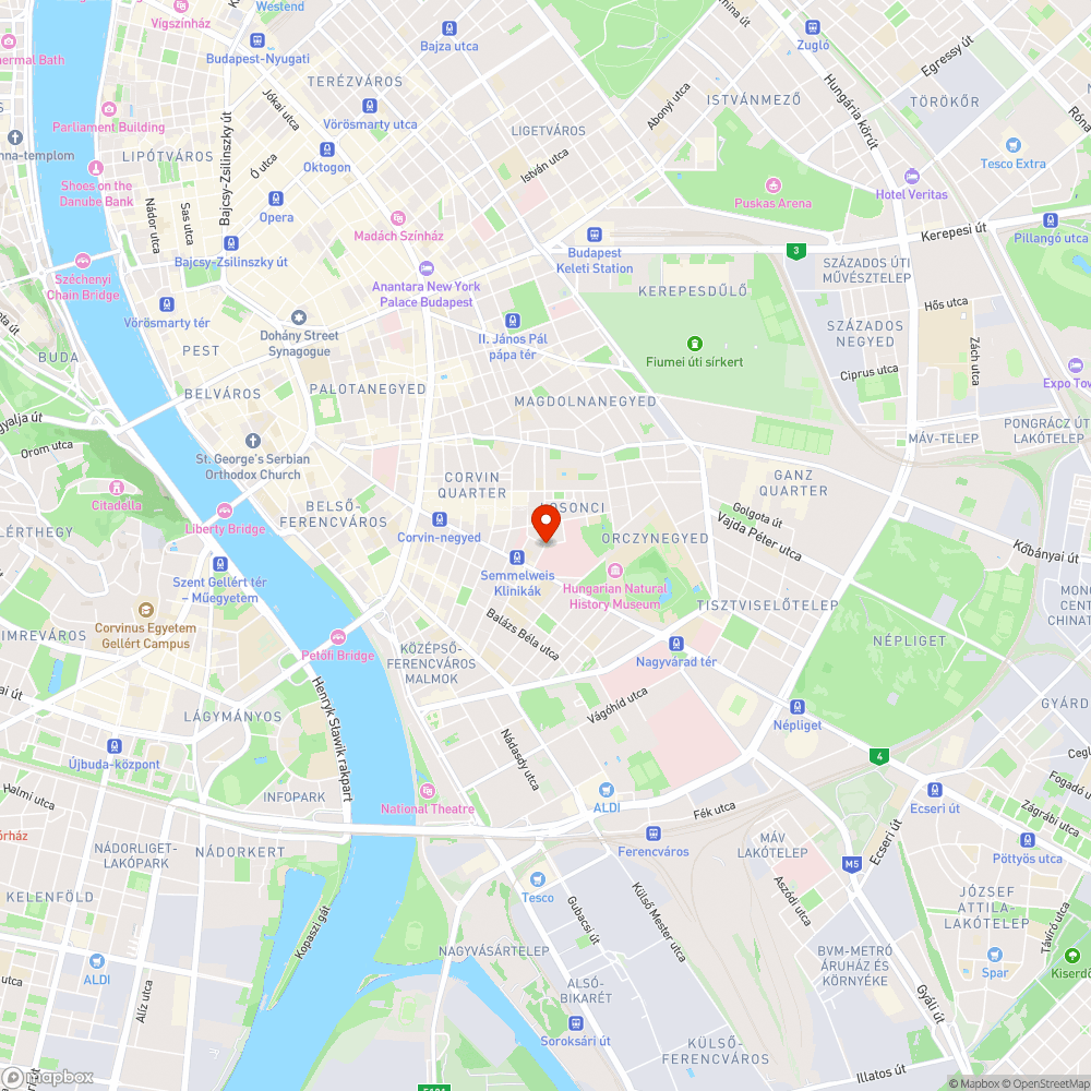 Sérült szemetes a Szigony és az Apáthy István utca sarkán bejelentés helye