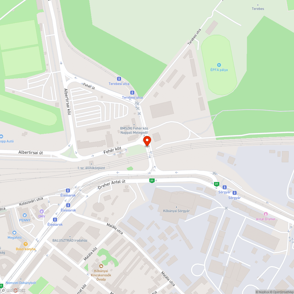 a villamos sínek mellől kikopott az aszfalt bejelentés helye