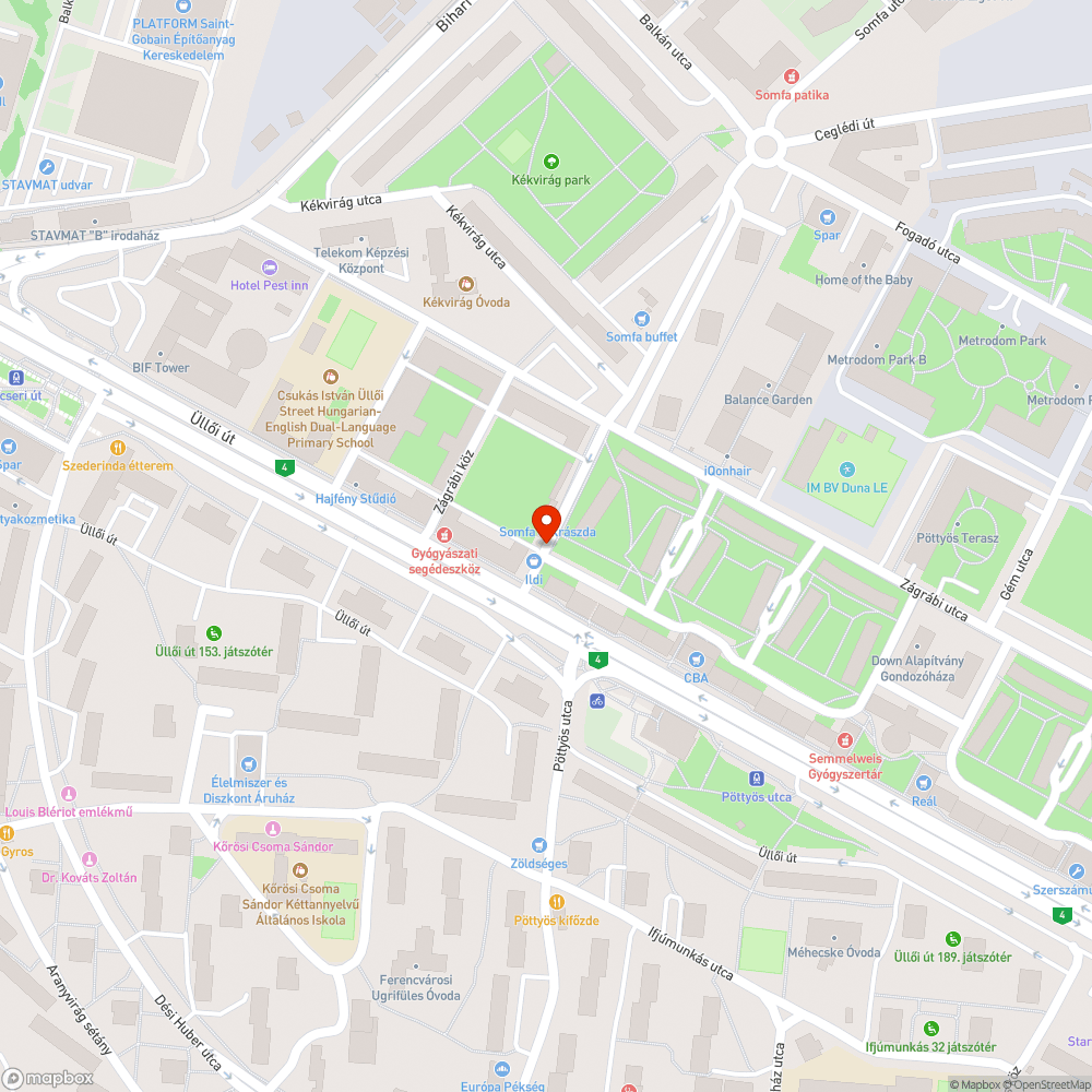 Kátyúk a X. kerületben a Somfa Cukrászda előtt bejelentés helye