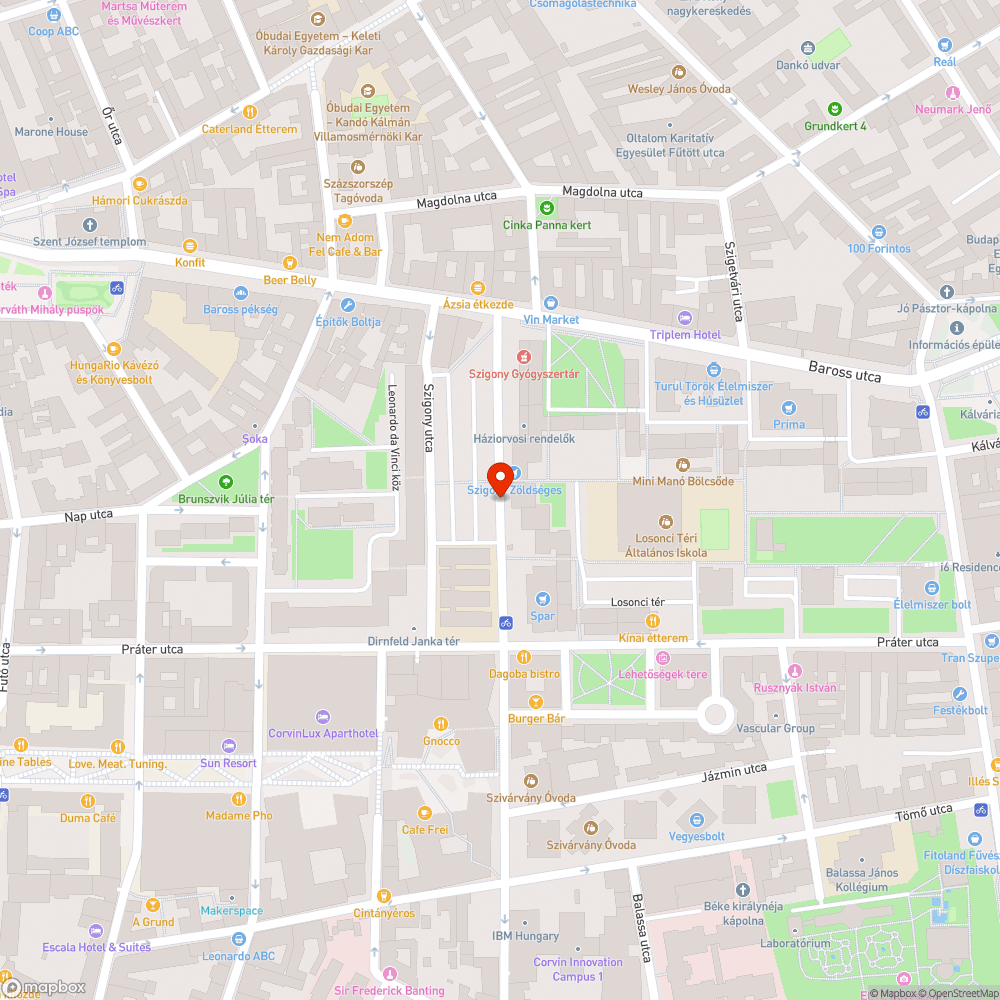 Rossz állapotban lévő úttest - Szigony utca bejelentés helye