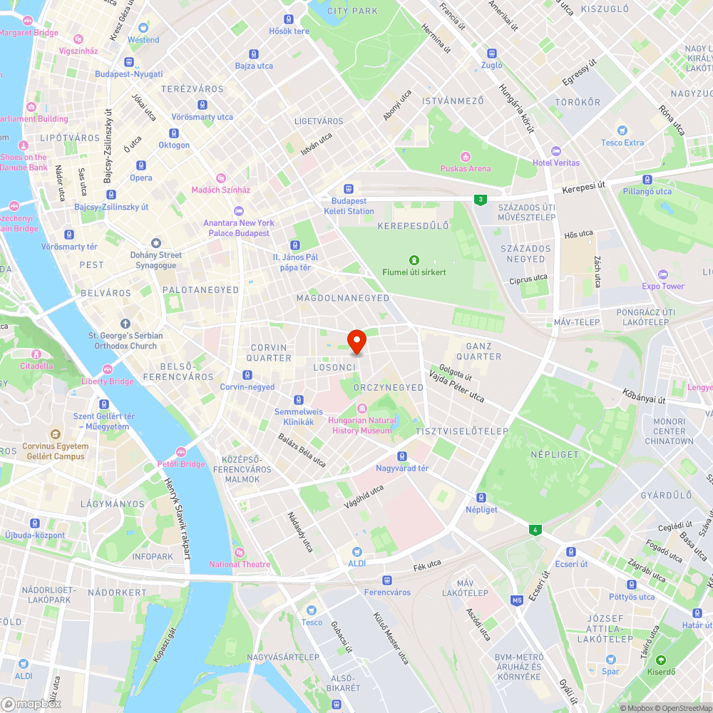 Rossz állapotban lévő úttest - Práter utca bejelentés helye