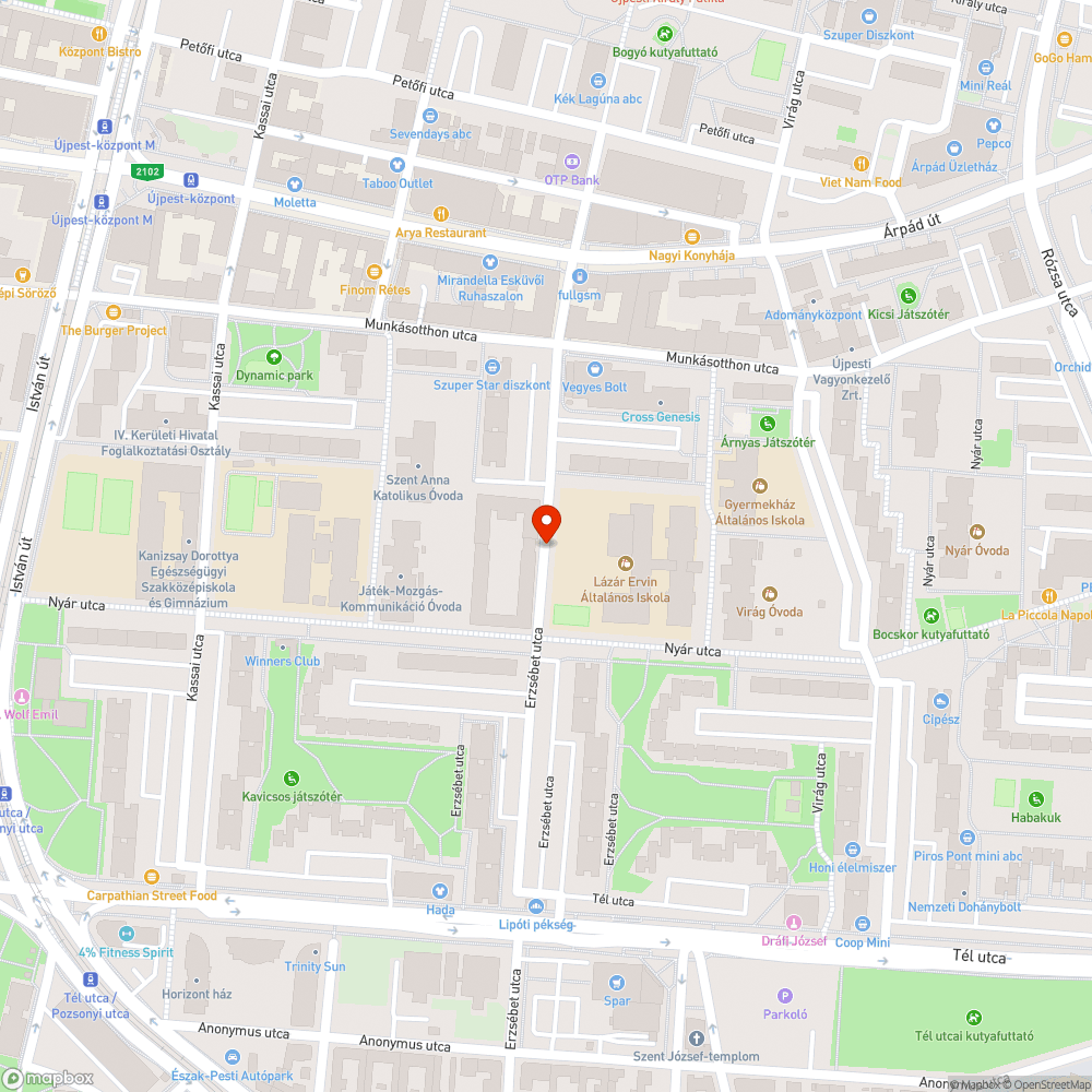 Méretes kátyú az Erzsébet utcában bejelentés helye