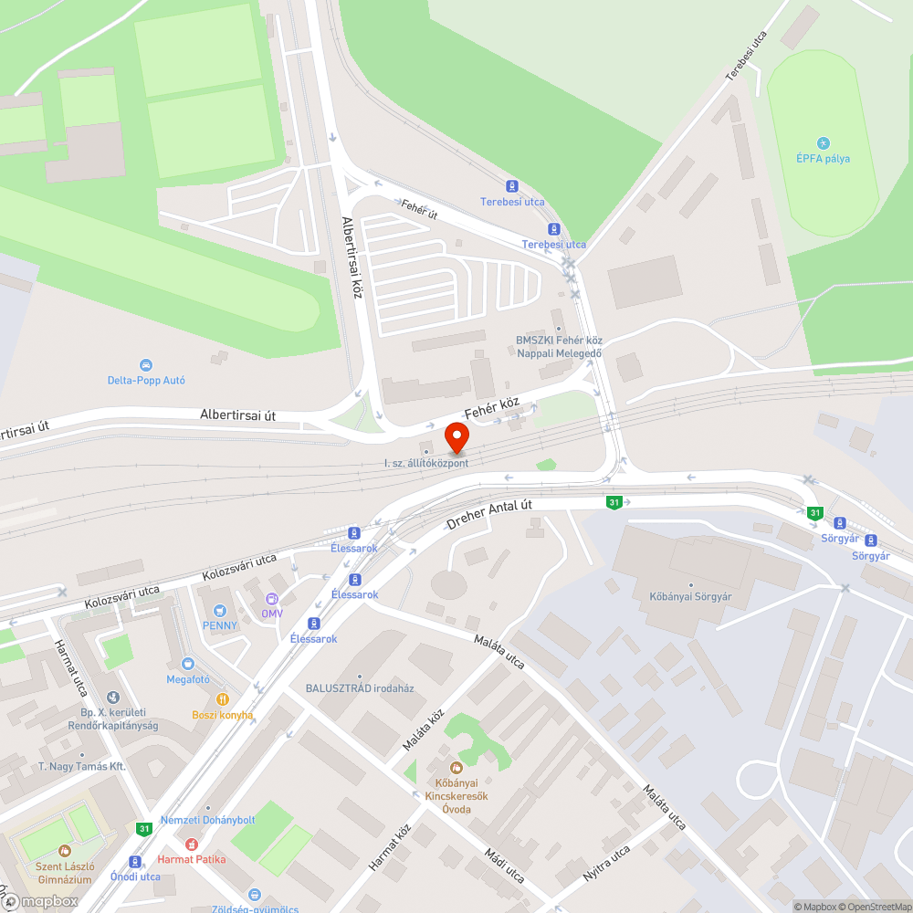 Rongálódott vonat sín elkerítő kerítés bejelentés helye