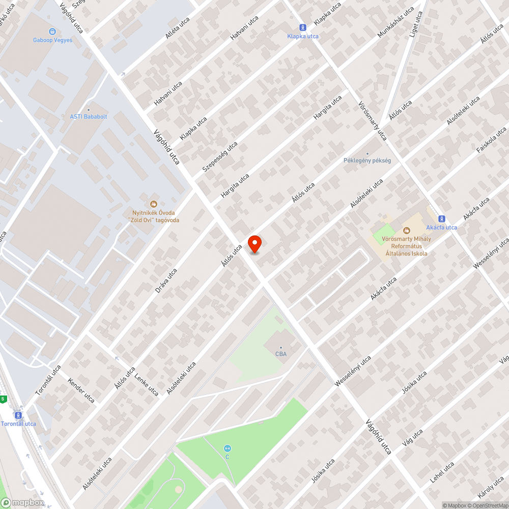 Kialakuló kátyú bejelentés helye