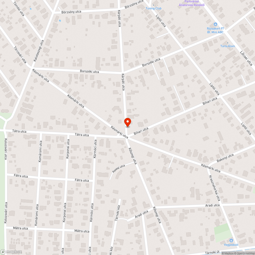 Kátyú bejelentés helye