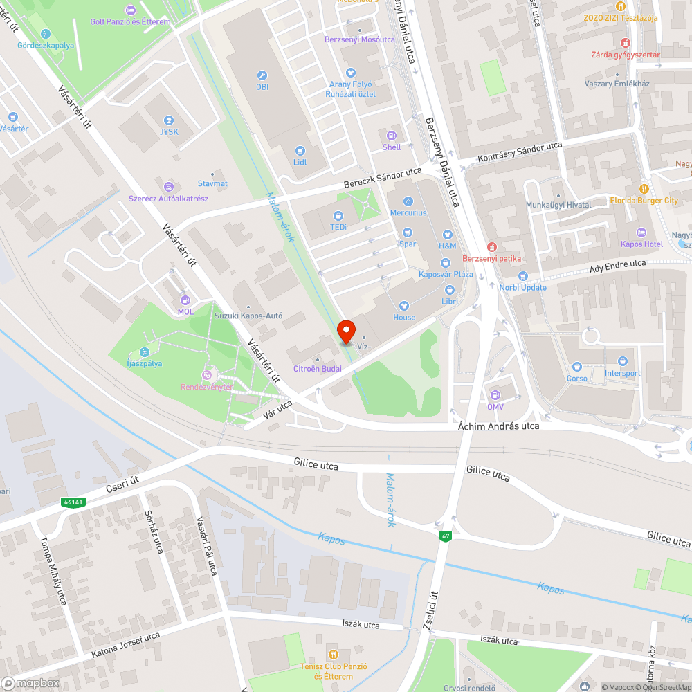 Kaposváron a Malom árok partja szemetes bejelentés helye