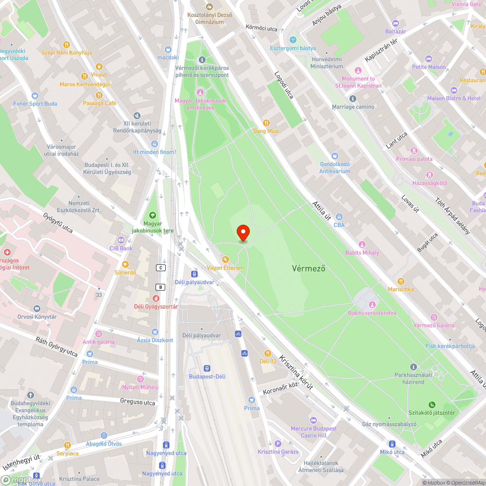 Nem működő világítás a Vérmezőn bejelentés helye