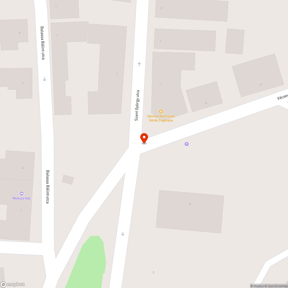 Kátyús útszakasz + megsüllyedt út bejelentés helye