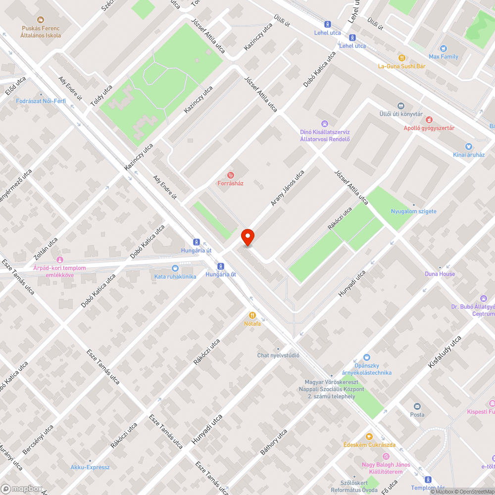 Kátyús lakótelepi utca bejelentés helye