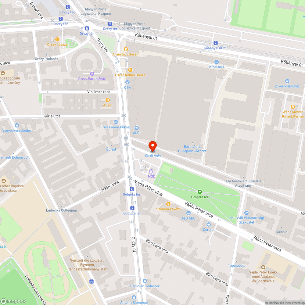 Elhagyott autó bejelentés helye