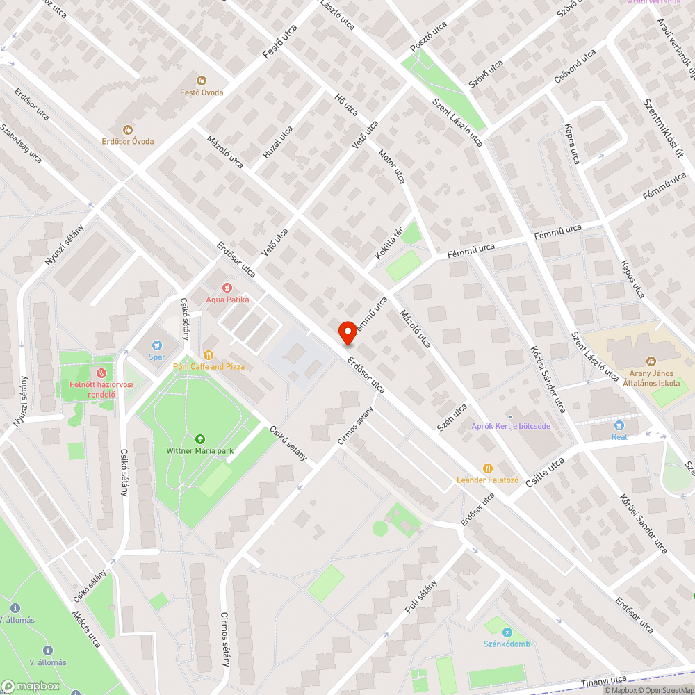 Hiányzó utcanévtábla Fémmű-Erdősor bejelentés helye