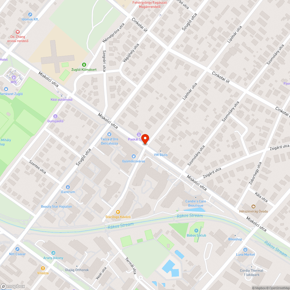 Balesetveszélyes kátyú a Miskolci utcában bejelentés helye