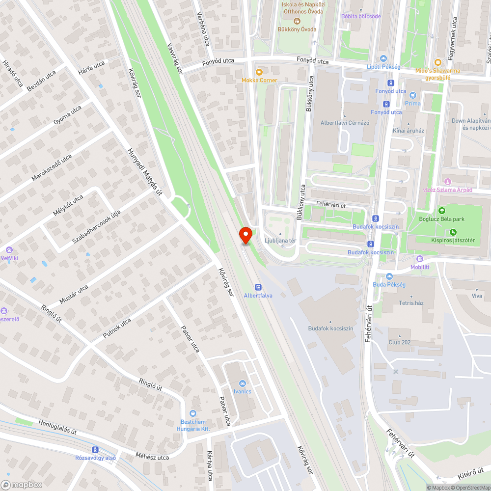 Albertfalva vasúti megálló bejelentés helye