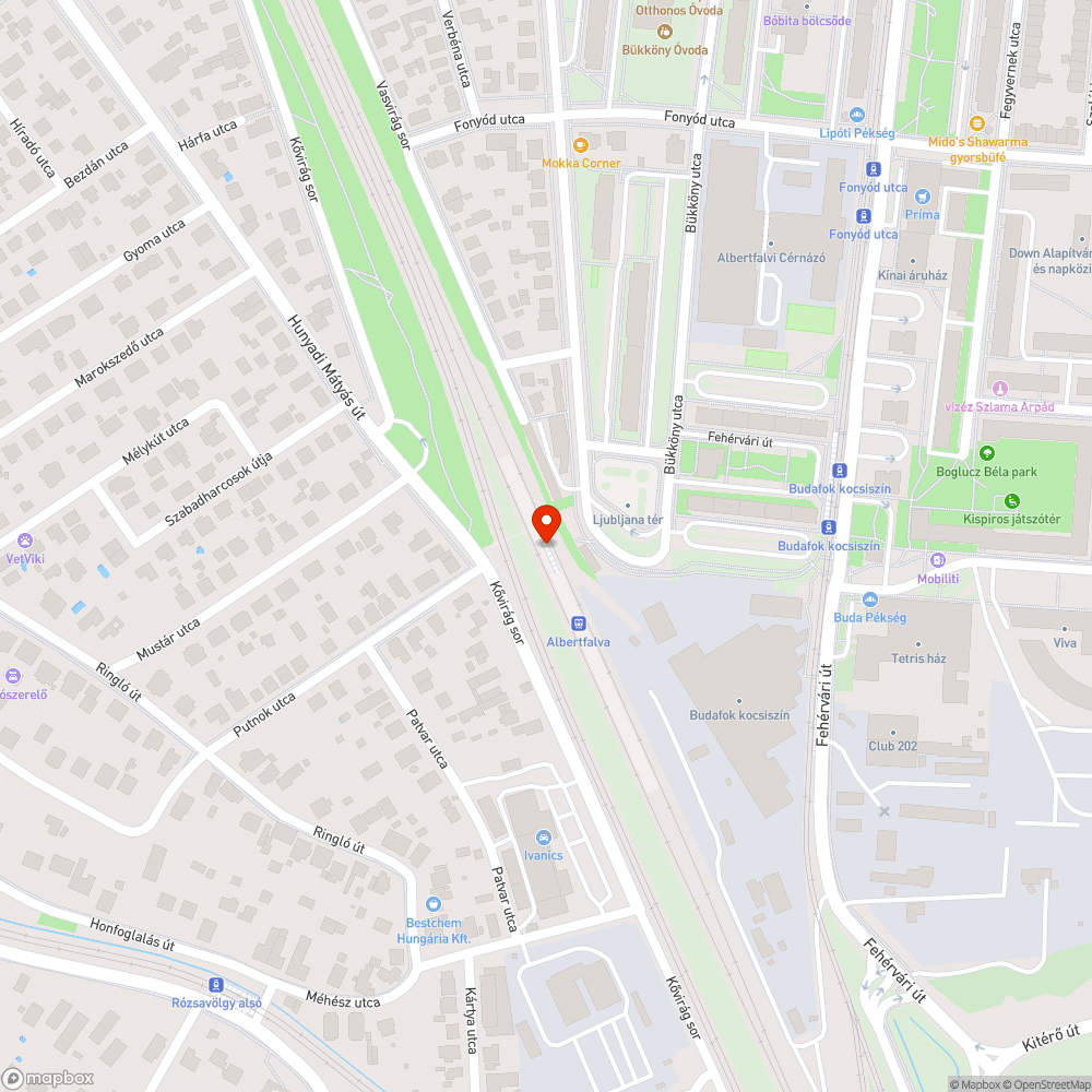 Albertfalva vasúti megállóhely - rongálás bejelentés helye